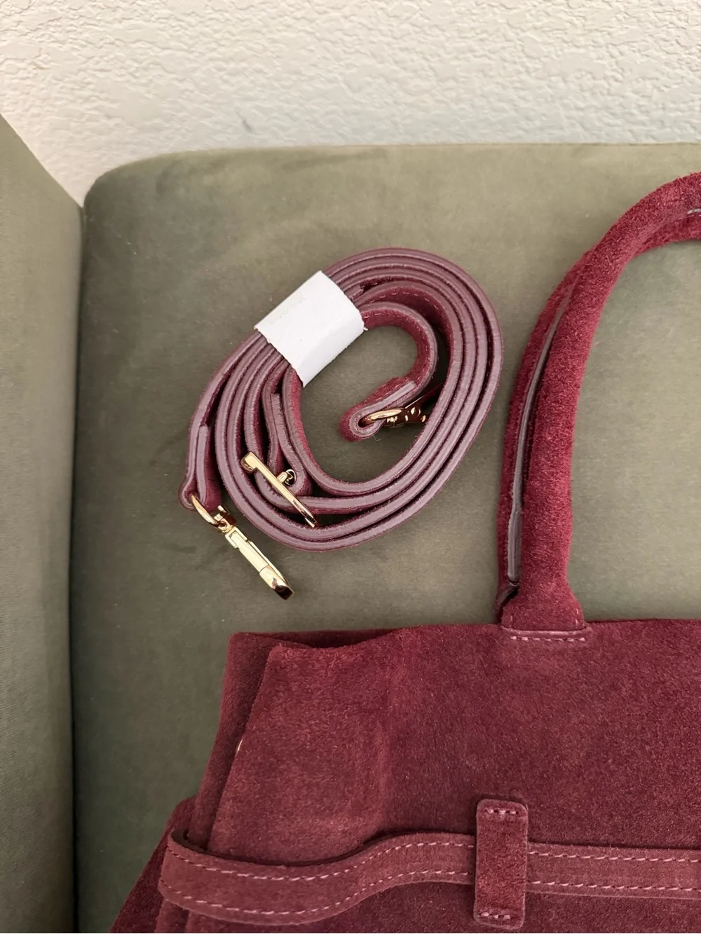 Elegant Italian Boutique Suede Tote Bag in Deep Burgundy